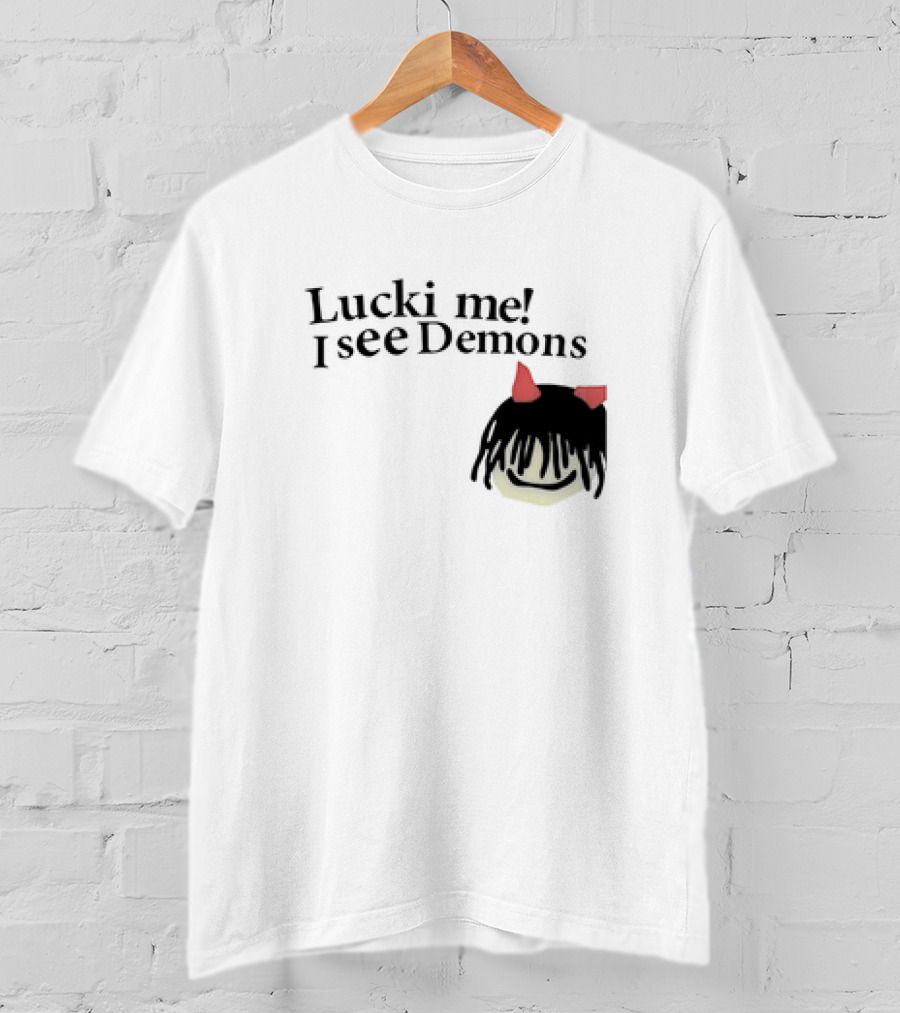 Lucki Me I See Demons Black Hairstyle Red Horns Face T-Shirt