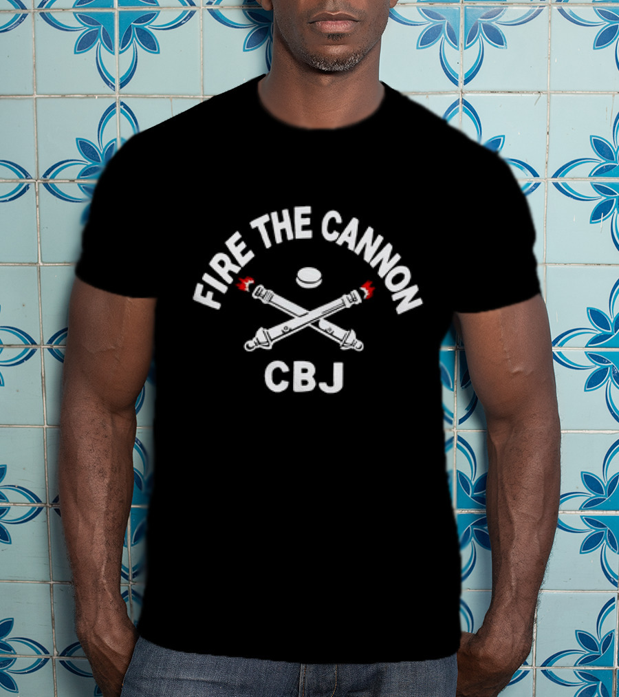 FIRE THE CANNON CBJ Hockey Sticks And Puck T-Shirt