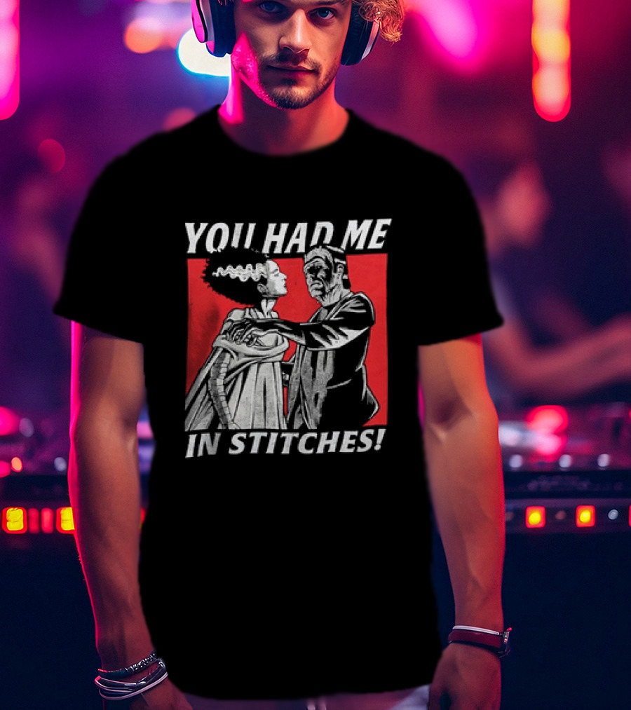 Frankenstein And The Bride You Had Me In Stitches Retro Monster Dance T-Shirt