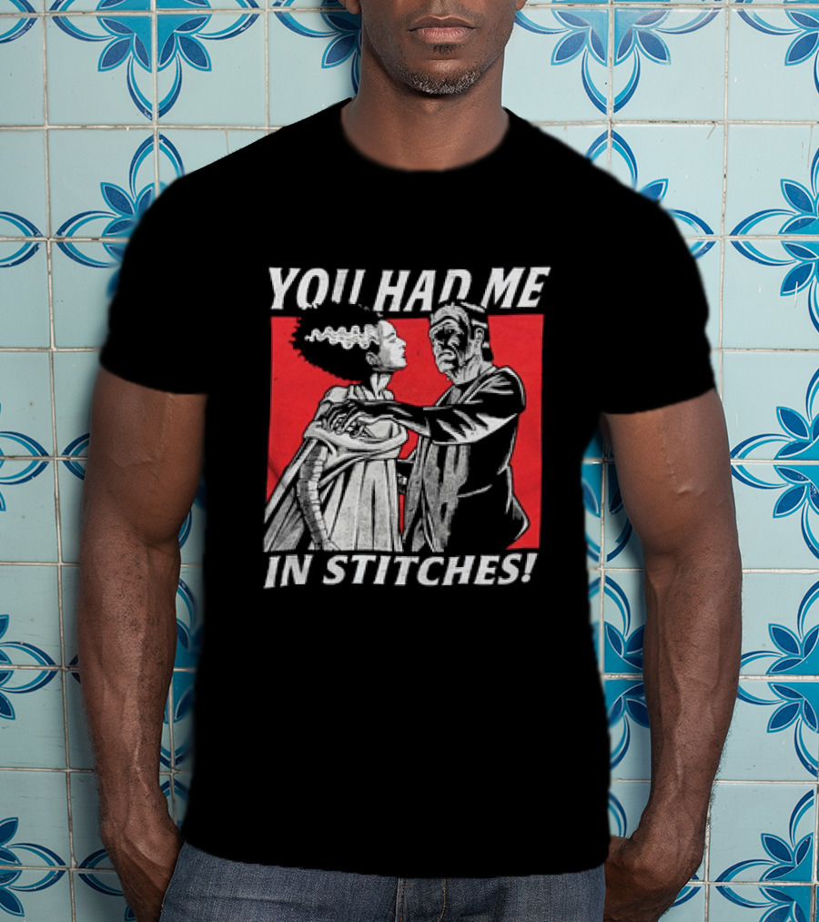 Frankenstein And The Bride You Had Me In Stitches Retro Monster Dance T-Shirt