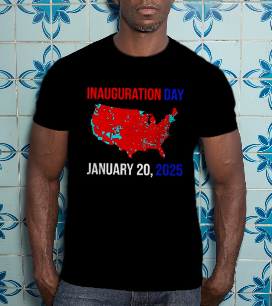 INAUGURATION DAY JANUARY 20, 2025 USA Map Red Blue T-Shirt