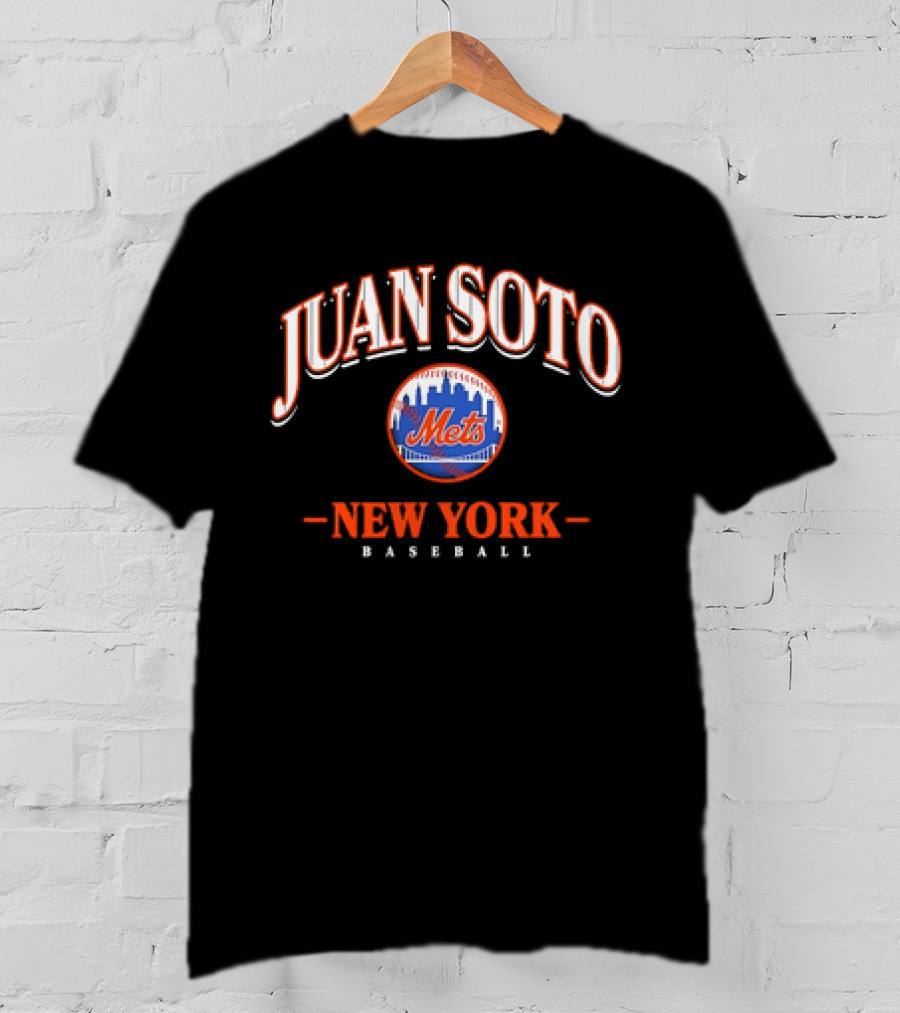 Juan Soto Mets New York Baseball Arched Wordmark Skyline T-Shirt