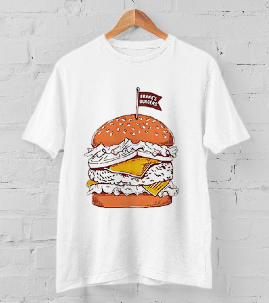 Frank’s Burgers Cheeseburger With Lettuce And Flag T-Shirt