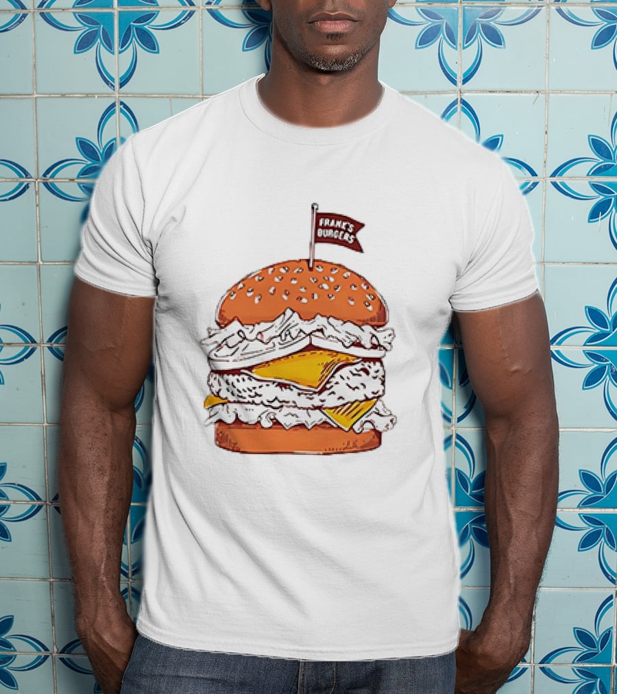 Frank’s Burgers Cheeseburger With Lettuce And Flag T-Shirt