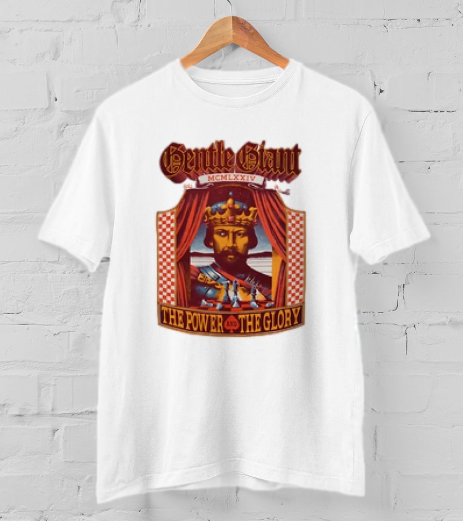 Gentle Giant MCMLXXIV The Power And The Glory King Chessboard Curtain T-Shirt