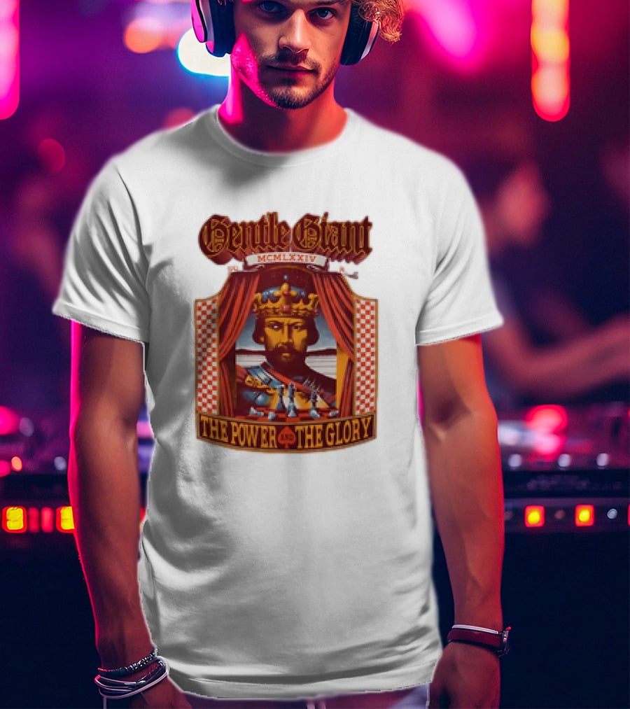Gentle Giant MCMLXXIV The Power And The Glory King Chessboard Curtain T-Shirt
