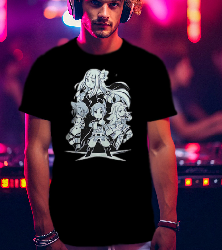 Bravely Default I'm Going All Out Anime Style Character Ensemble T-Shirt