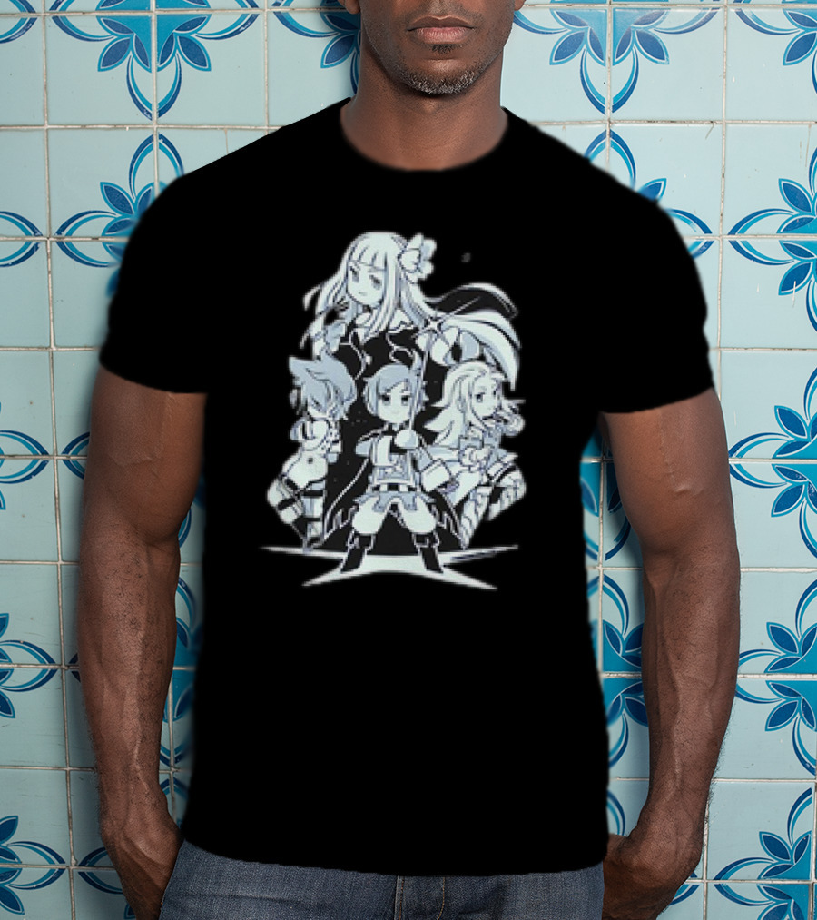 Bravely Default I'm Going All Out Anime Style Character Ensemble T-Shirt