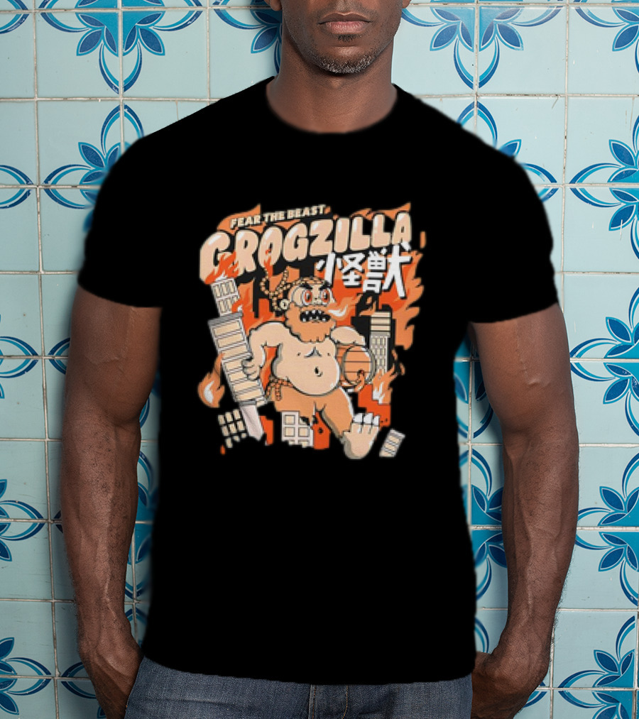 Fear The Beast Grogzilla Rampages Through Urban Chaos T-Shirt