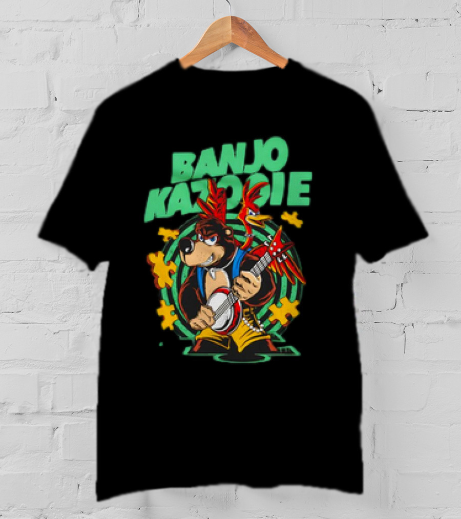 Banjo Kazooie Bear With Electric Banjo And Jiggy Pieces T-Shirt