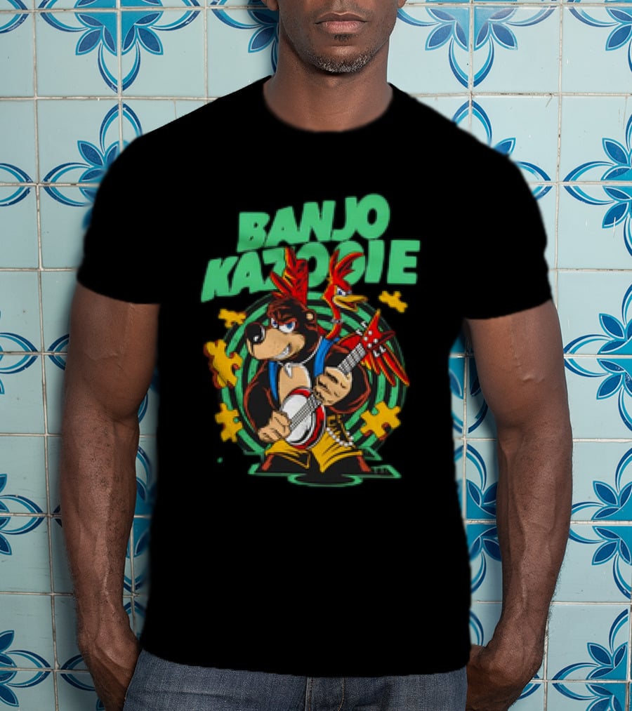 Banjo Kazooie Bear With Electric Banjo And Jiggy Pieces T-Shirt