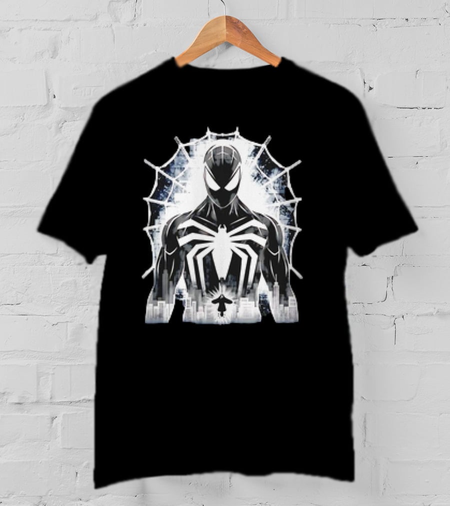 Spider-Man Noir Venom Symbiote Urban Web Cityscape T-Shirt