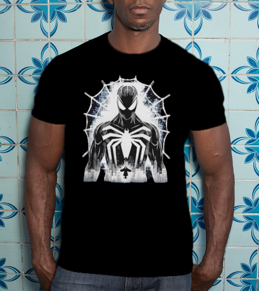 Spider-Man Noir Venom Symbiote Urban Web Cityscape T-Shirt