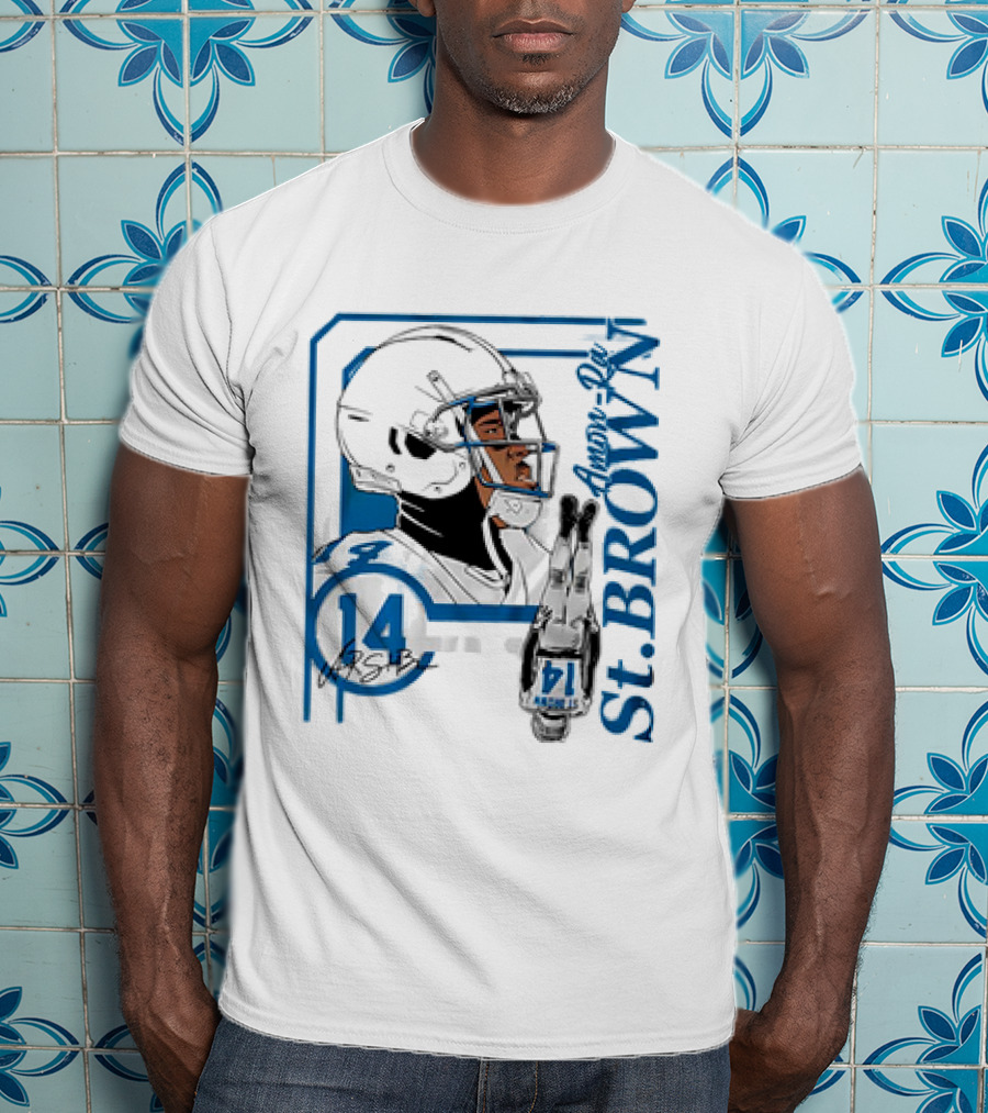 Amon-Ra St. Brown 14 Detroit Lions NFL Football Vintage Collage T-Shirt