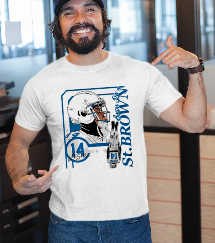 Amon-Ra St. Brown 14 Detroit Lions NFL Football Vintage Collage T-Shirt