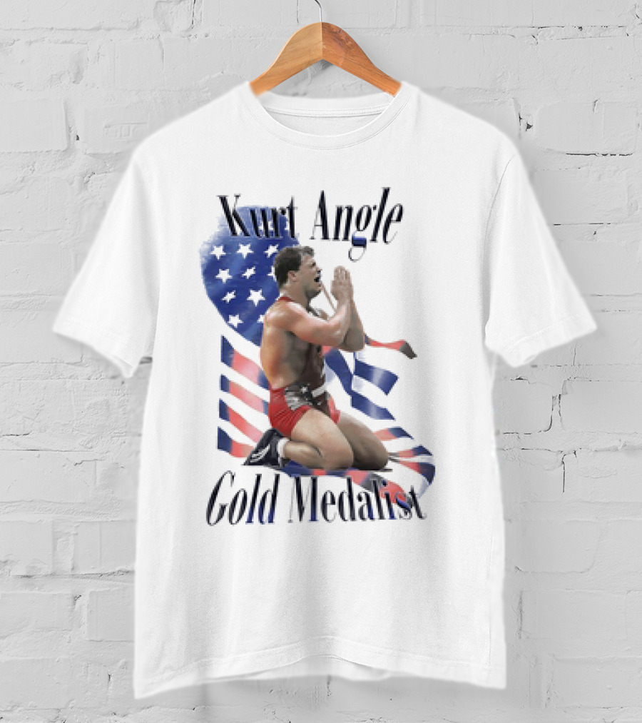 Kurt Angle Gold Medalist American Flag Wrestling Victory T-Shirt