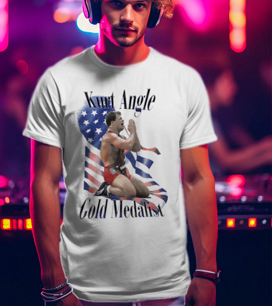 Kurt Angle Gold Medalist American Flag Wrestling Victory T-Shirt