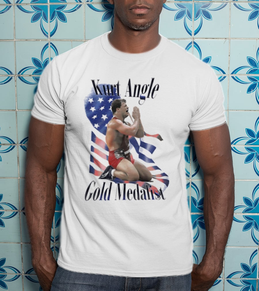 Kurt Angle Gold Medalist American Flag Wrestling Victory T-Shirt