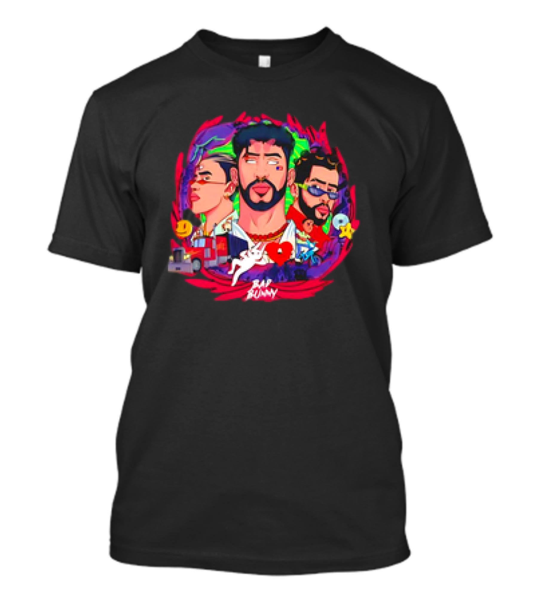 Bad Bunny X 100PRE Vintage Colorful Portraits And Iconic Symbols T-Shirt
