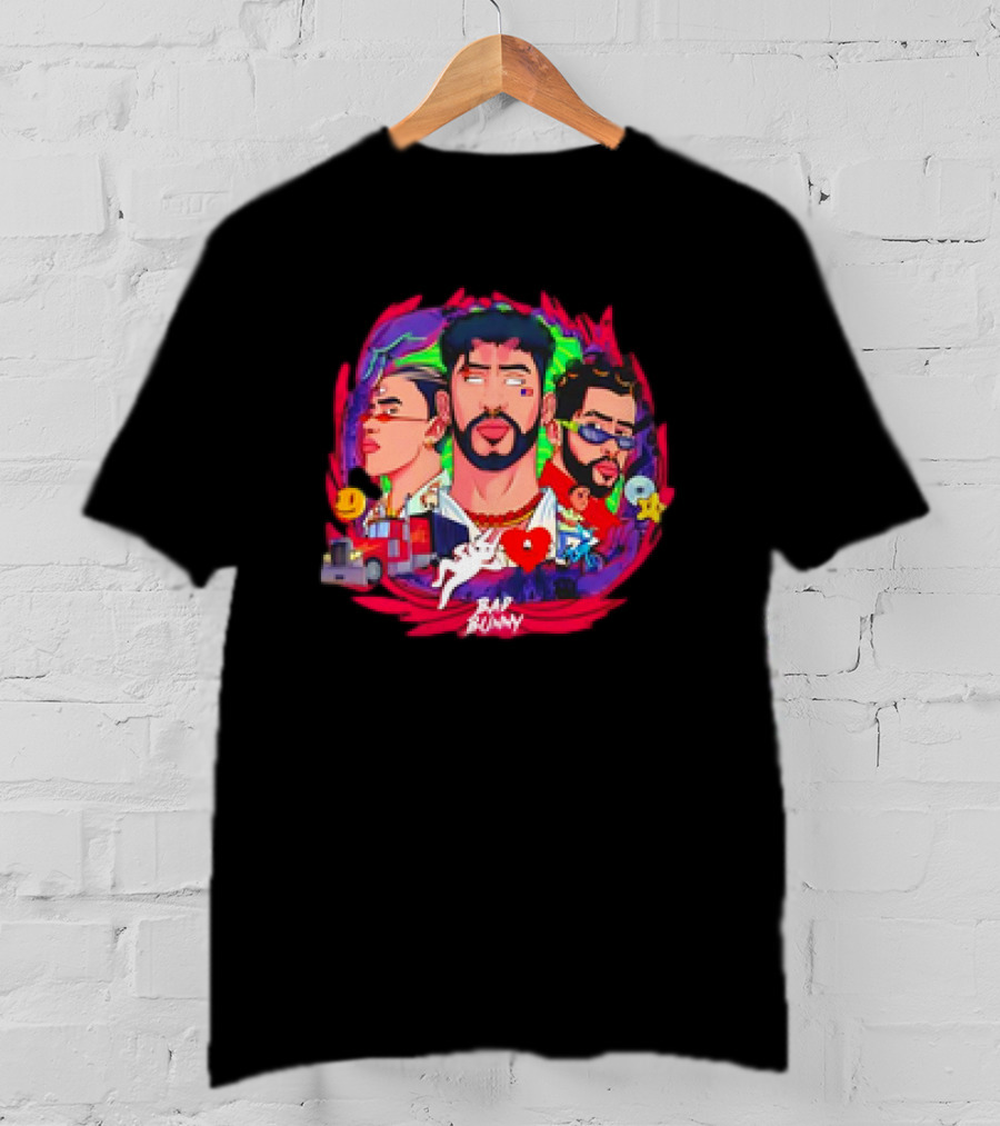 Bad Bunny X 100PRE Vintage Colorful Portraits And Iconic Symbols T-Shirt