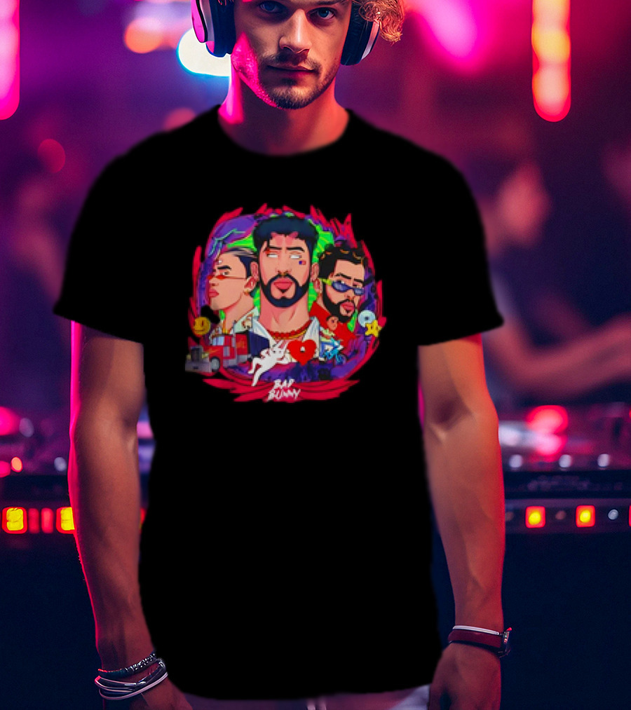 Bad Bunny X 100PRE Vintage Colorful Portraits And Iconic Symbols T-Shirt