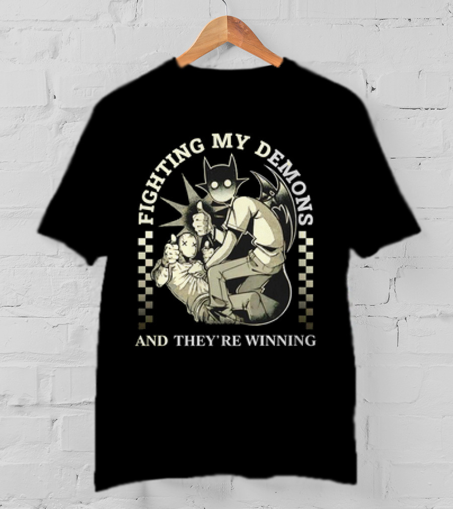 Fighting My Demons And They're Winning Creepy Cartoon T-Shirt