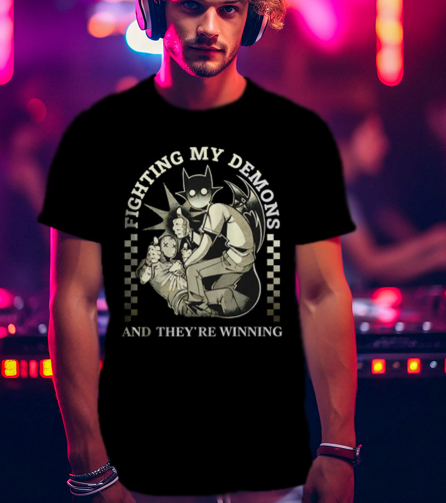 Fighting My Demons And They're Winning Creepy Cartoon T-Shirt