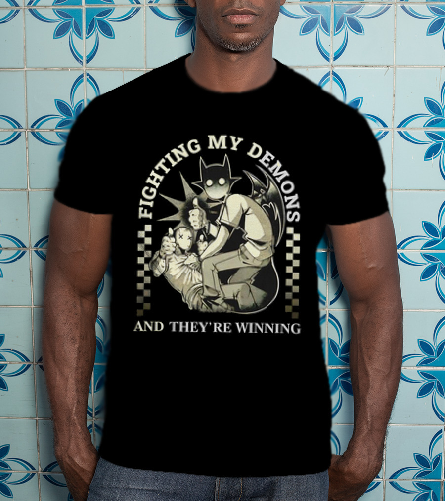 Fighting My Demons And They're Winning Creepy Cartoon T-Shirt