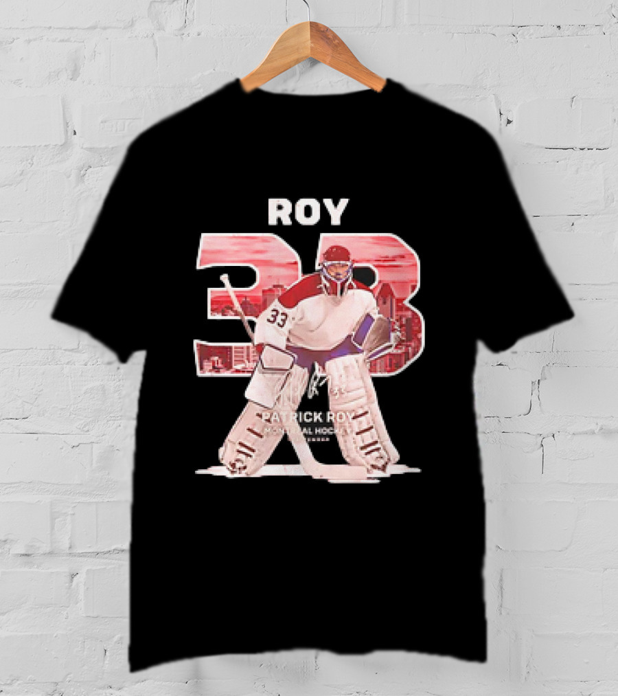 Patrick Roy 33 Montreal Hockey NHL Throwback Vintage Signature T-Shirt
