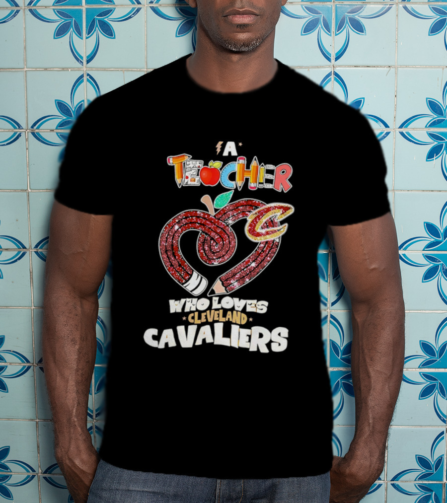 Teacher Heart Pencil Apple Cleveland Cavaliers T-Shirt