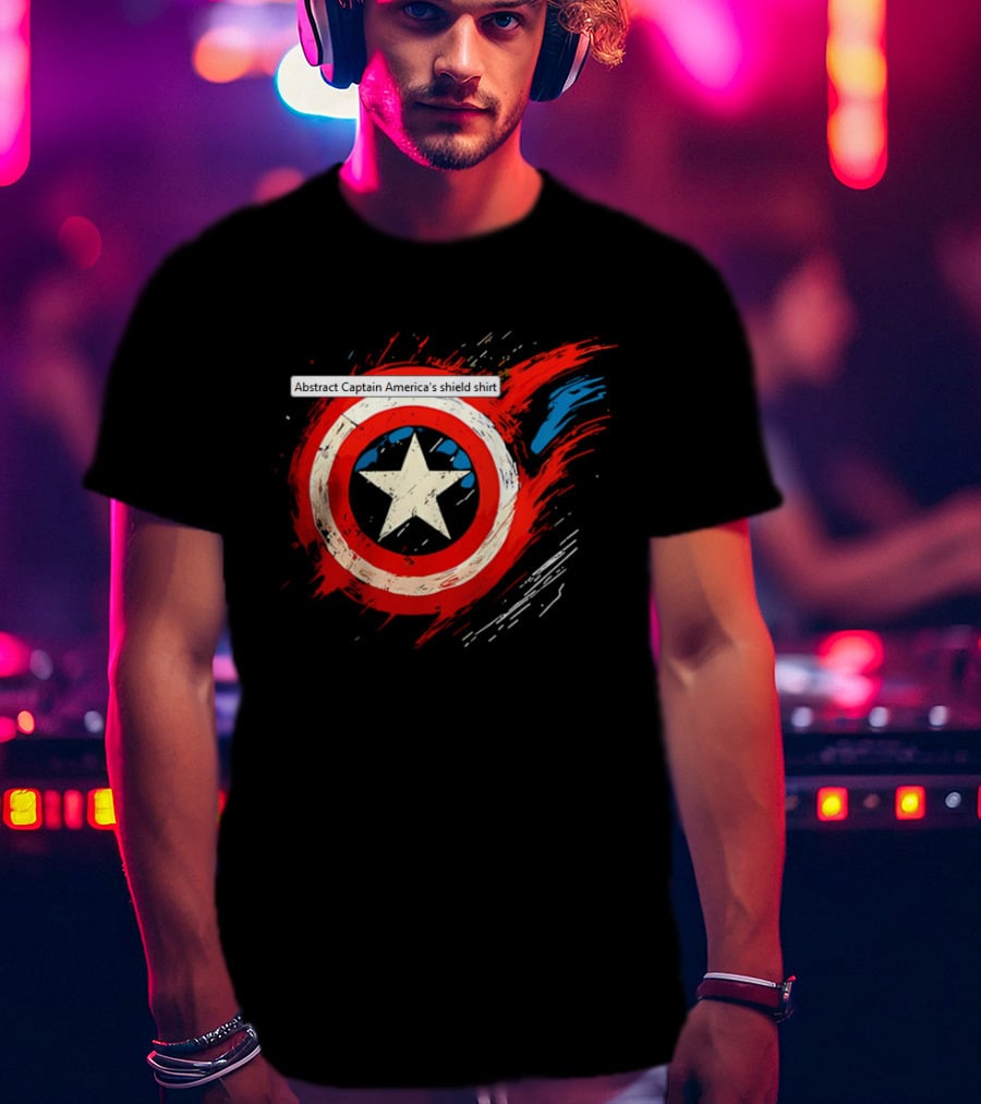 Abstract Captain America’s Shield With Star And Brush Strokes T-Shirt