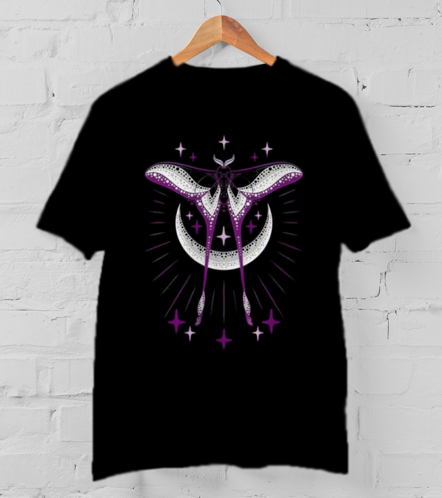Ace Moonmoth With Crescent Moon And Radiant Stars T-Shirt