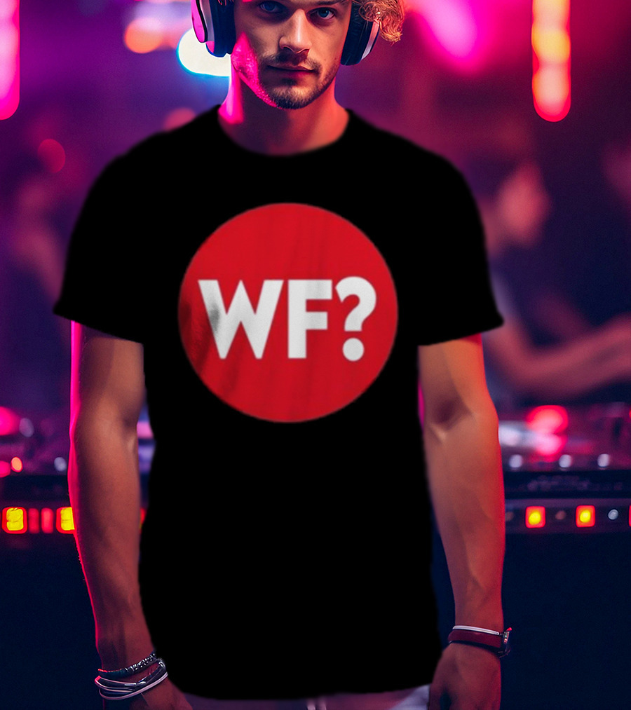 Adrianne Curry Wearing WF Why-Files Red Circle Icon T-Shirt