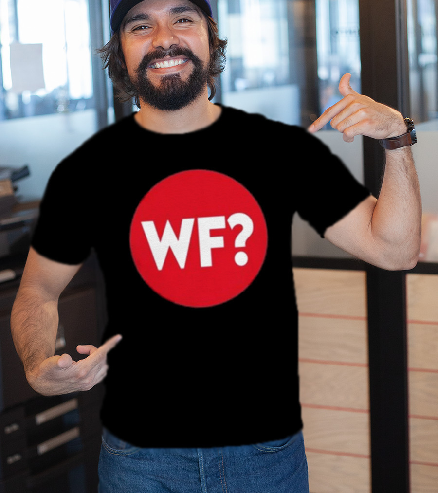 Adrianne Curry Wearing WF Why-Files Red Circle Icon T-Shirt