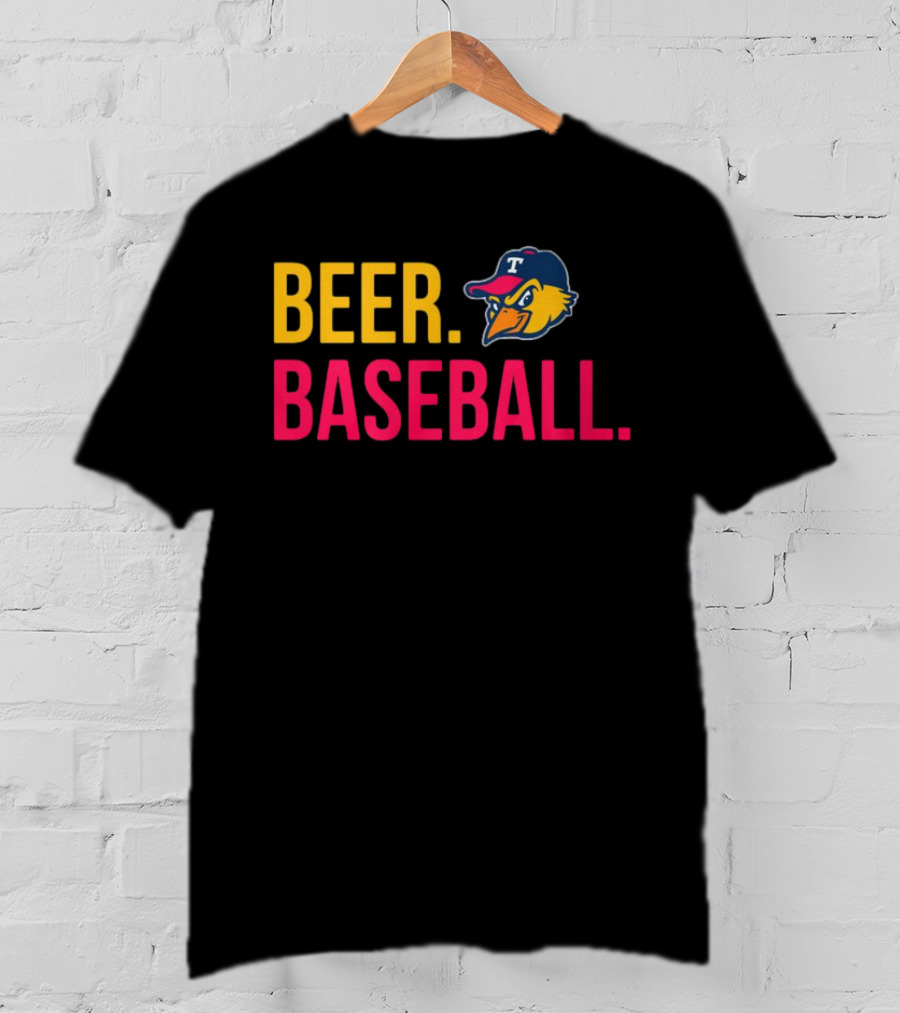 Beer Baseball T-Bird Mascot Bold Text Design T-Shirt