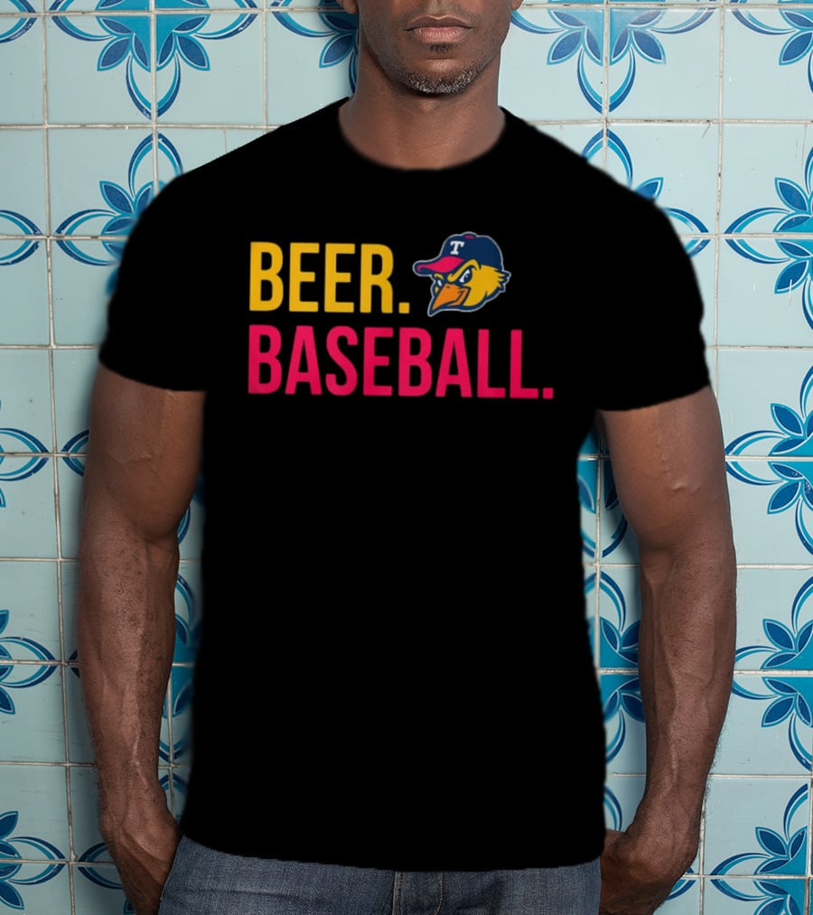 Beer Baseball T-Bird Mascot Bold Text Design T-Shirt