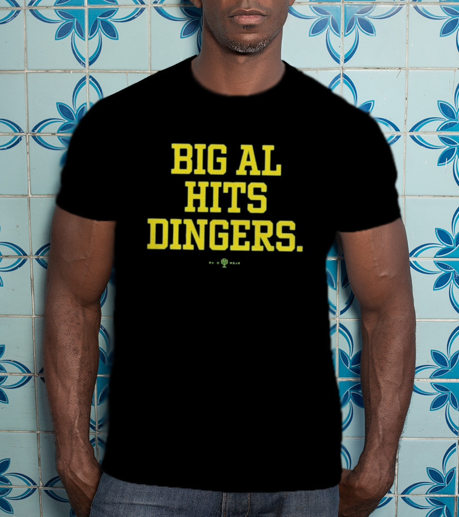Big Al Hits Dingers Baseball Quote Yellow Text T-Shirt