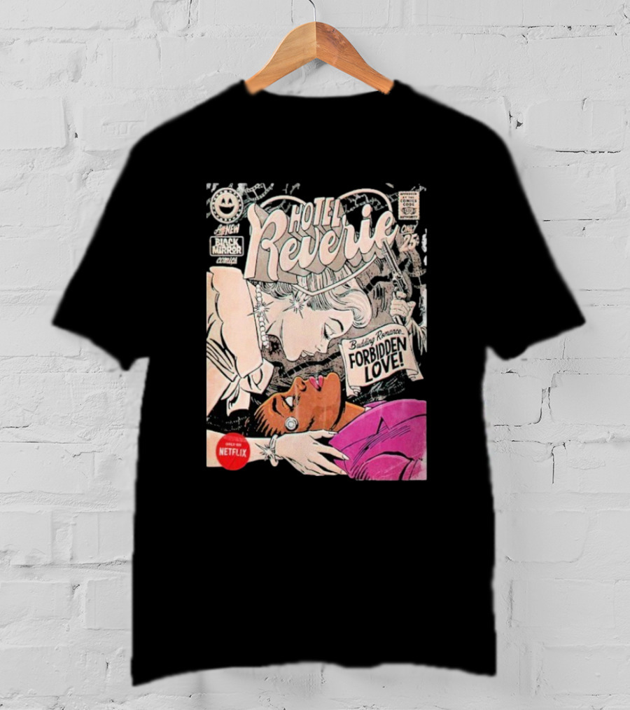 Black Mirror Comics Hotel Reverie Budding Romance Forbidden Love 2025 By Butcher Billy Netflix T-Shirt