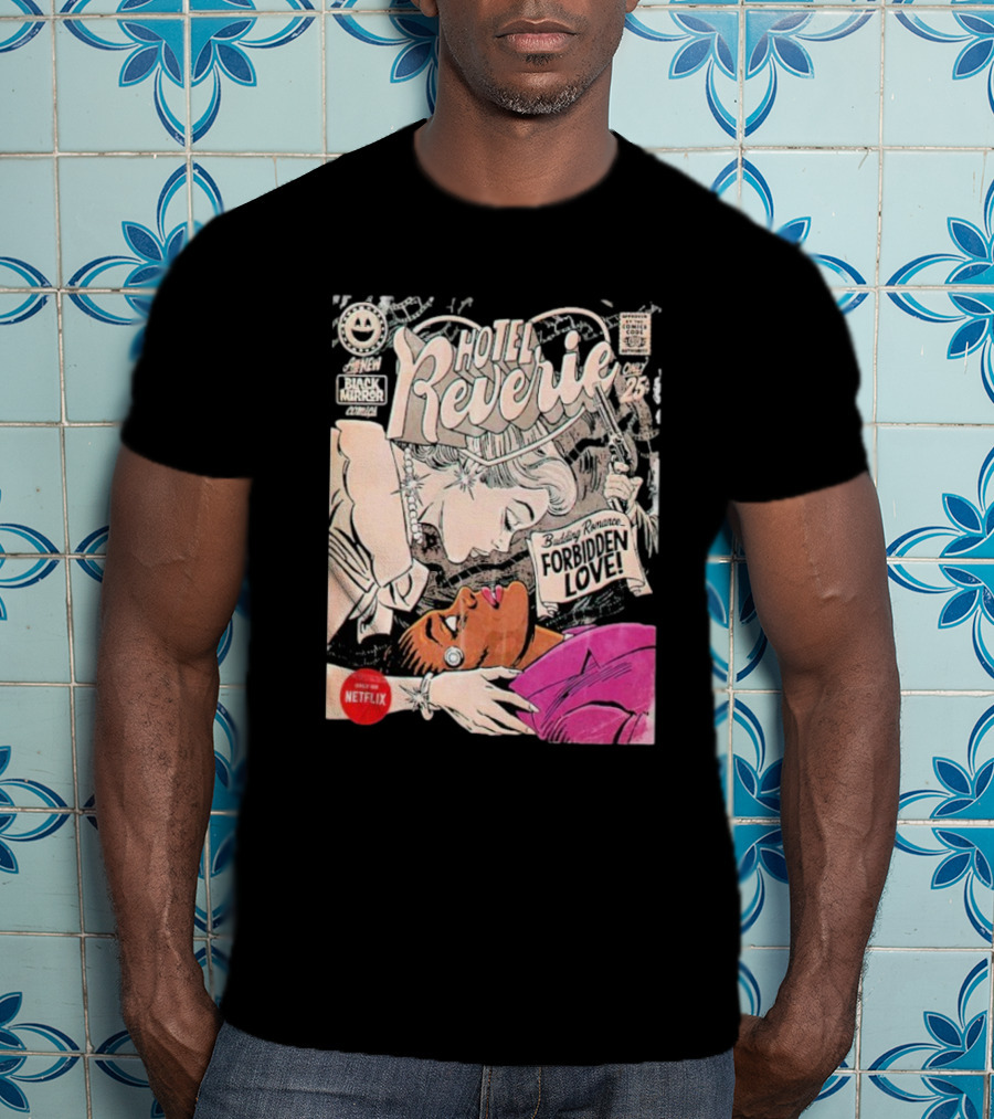 Black Mirror Comics Hotel Reverie Budding Romance Forbidden Love 2025 By Butcher Billy Netflix T-Shirt