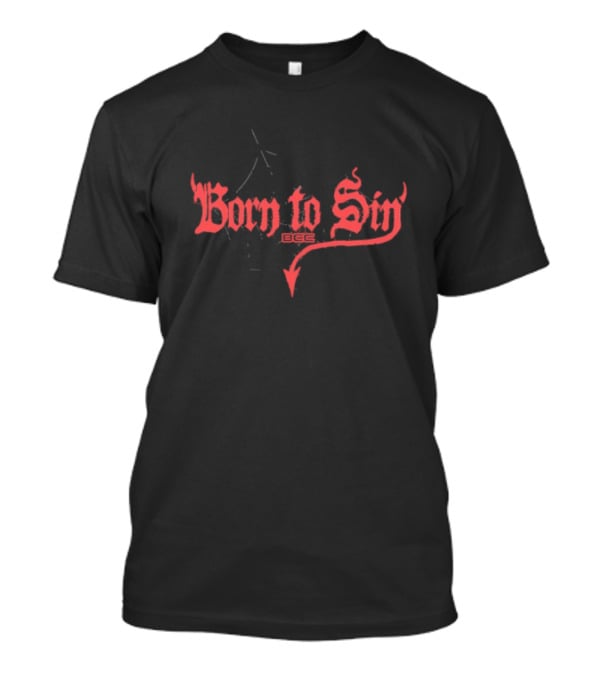 Blackcraft Cult Born To Sin Red Gothic Text With Pentagram And Arrow T-Shirt