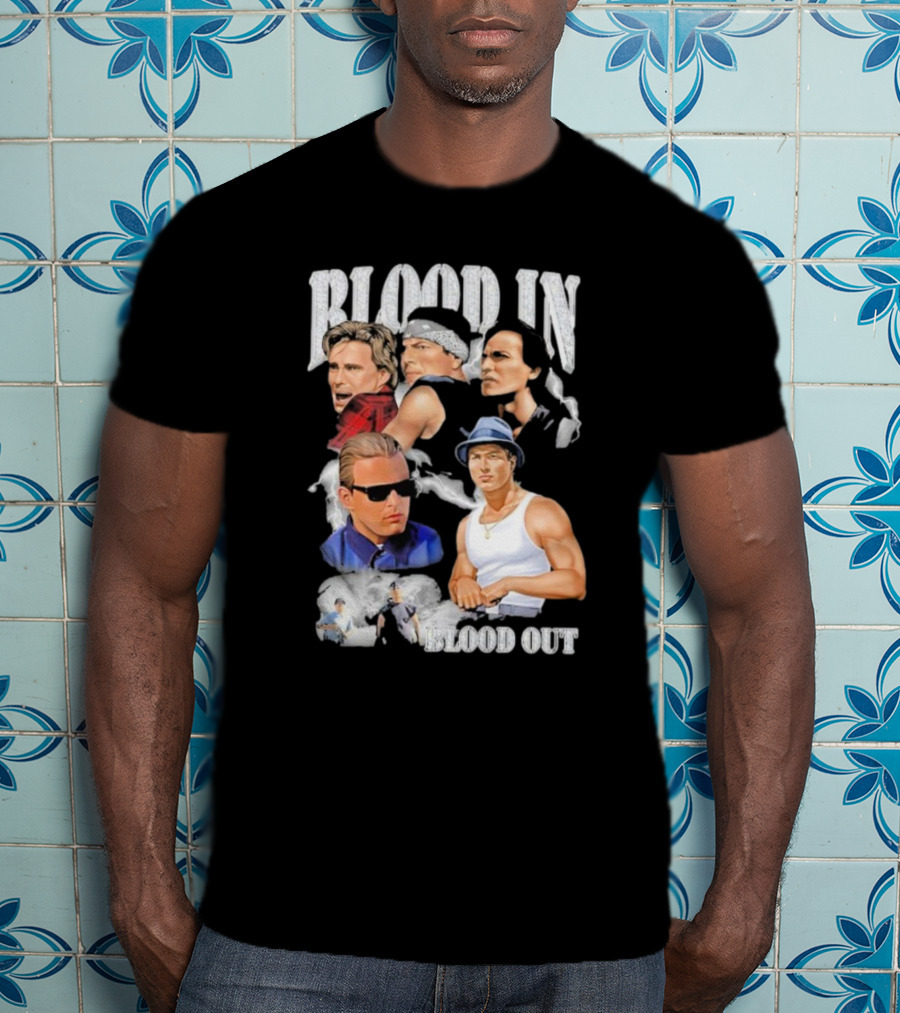 Blood In Blood Out Movie Characters Collage With Diamonds T-Shirt