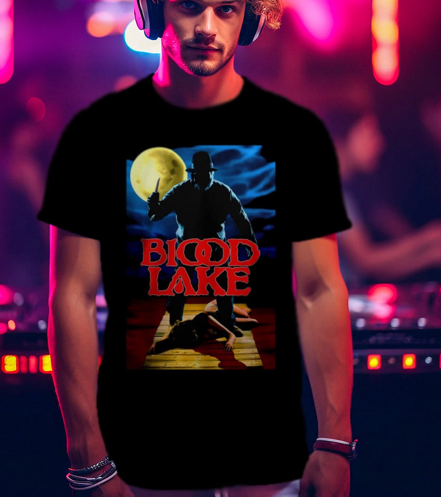 Blood Lake Horror Movie Moonlit Killer Silhouette T-Shirt