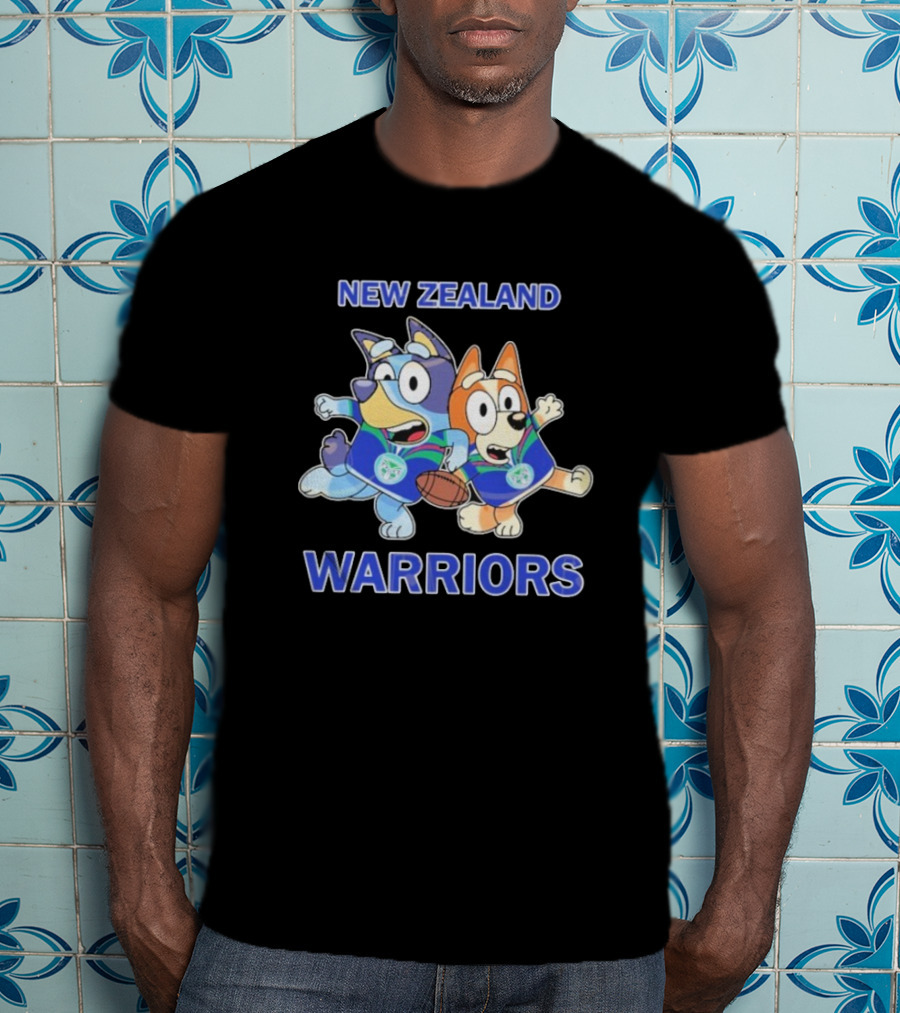 Bluey New Zealand Warriors Rugby Collaboration T-Shirt