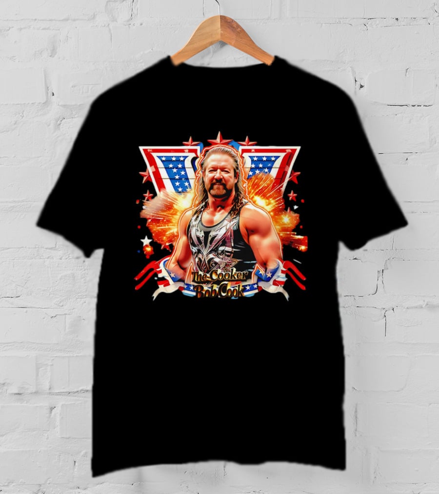 Bob Cook The Cooker Professional Wrestler Starburst American Flag T-Shirt