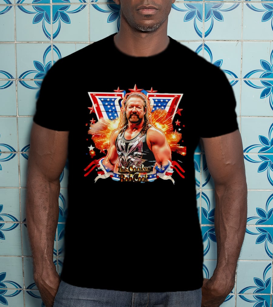 Bob Cook The Cooker Professional Wrestler Starburst American Flag T-Shirt