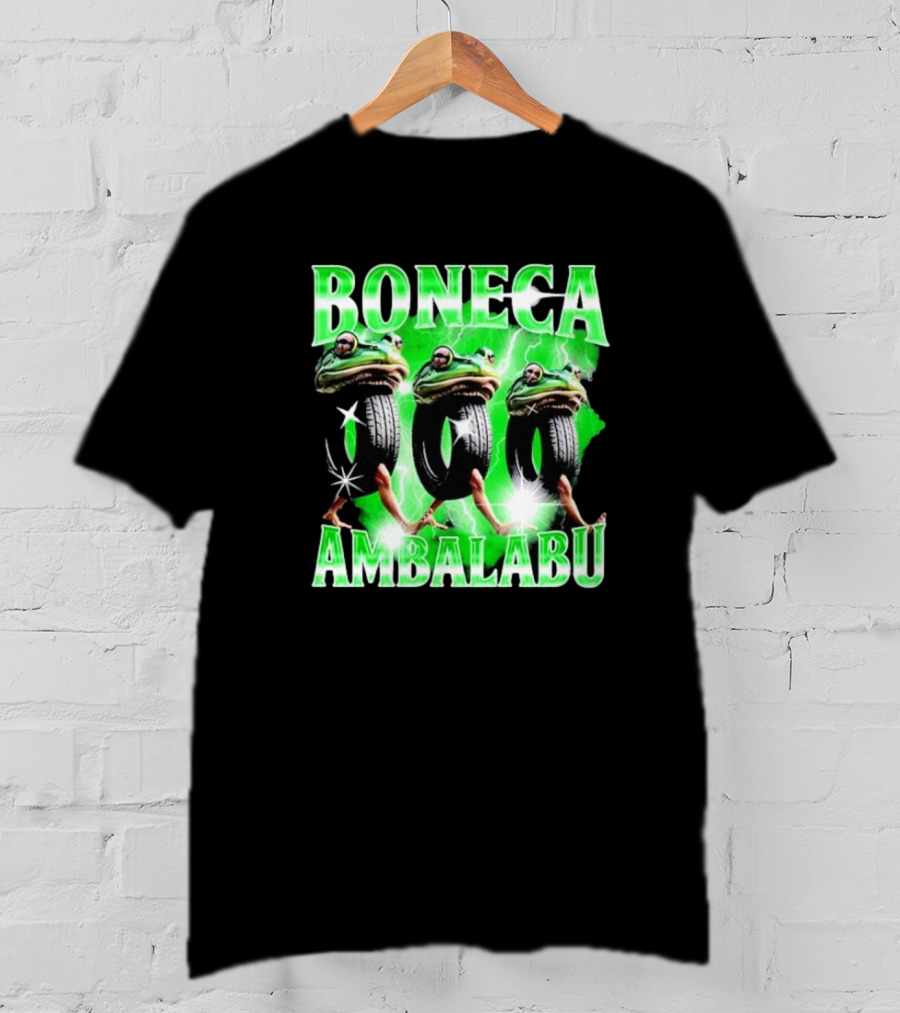Boneca Ambalabu Frog Head With Tires And Green Lightning T-Shirt