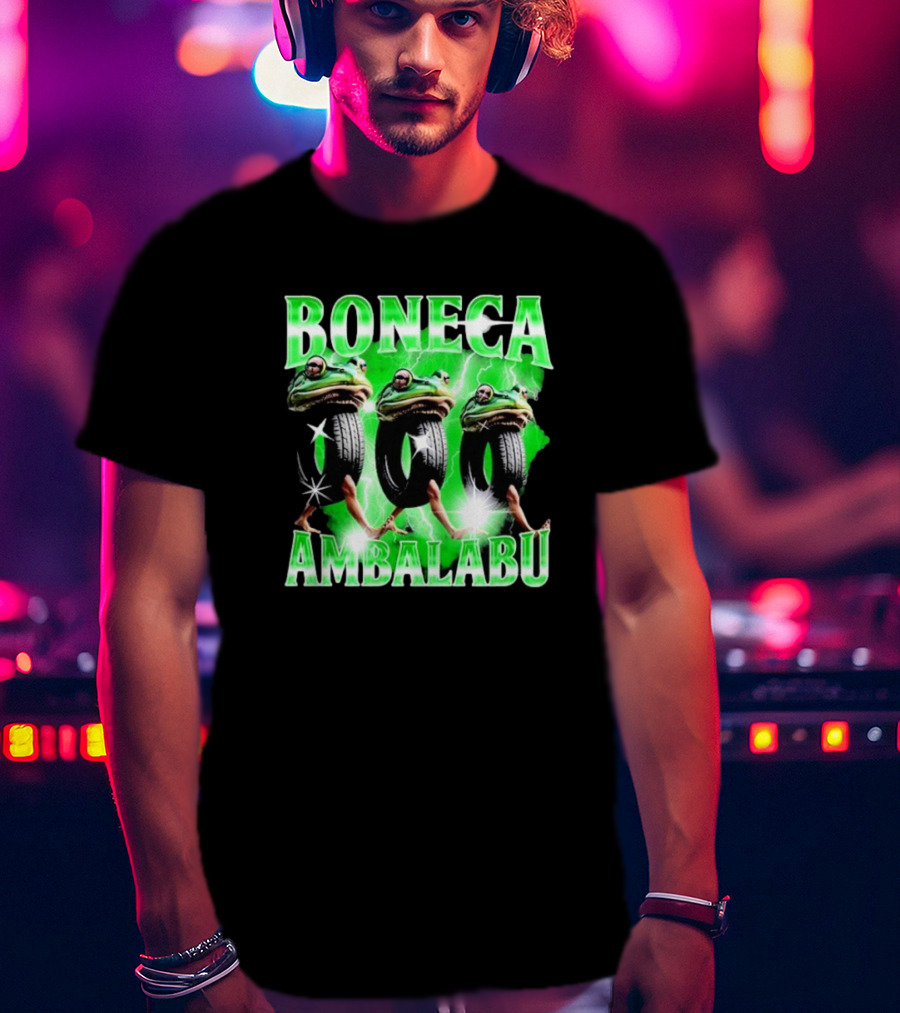 Boneca Ambalabu Frog Head With Tires And Green Lightning T-Shirt