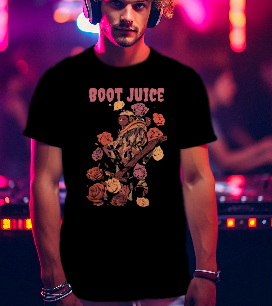 Boot Juice Chameleon Surrounded By Colorful Roses T-Shirt