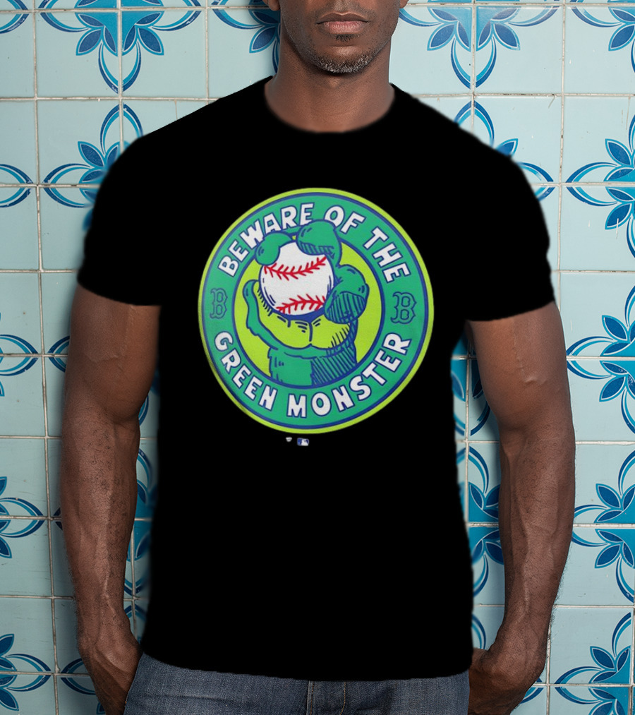 Boston Red Sox Beware Of The Green Monster Baseball Iconic Fenway Park Imagery T-Shirt