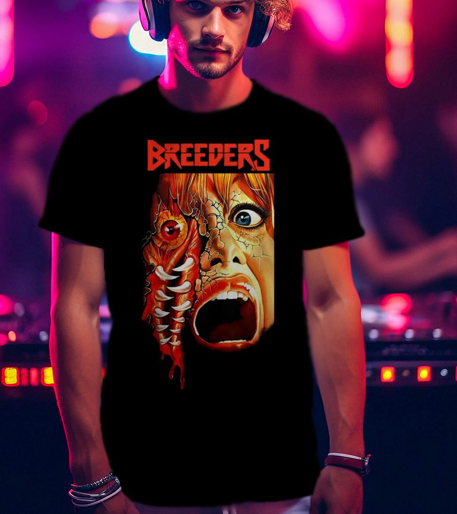 Breeders Horror Movie Artwork With Distorted Face And Eye T-Shirt